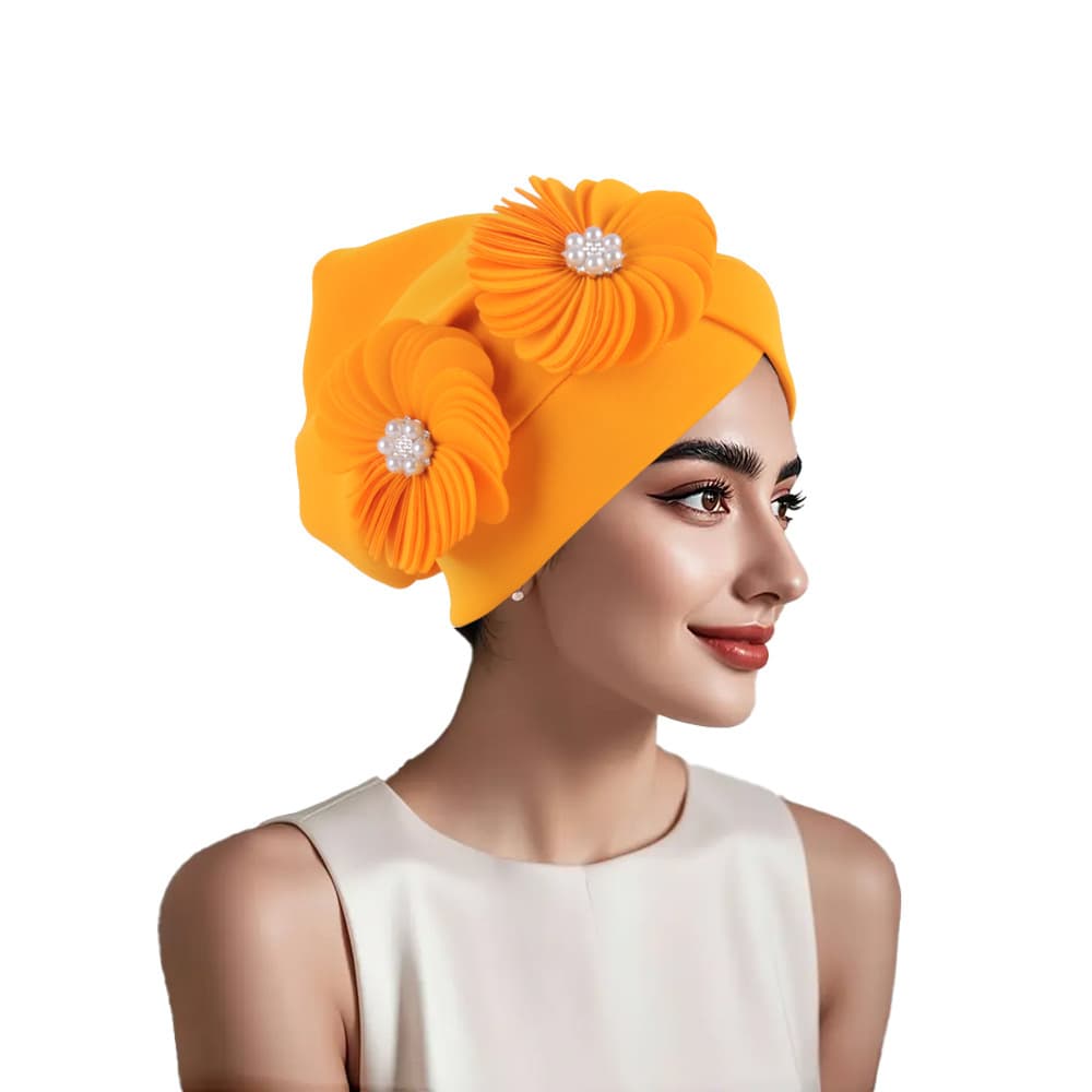 New Cross-Border Solid Color Sunflower Headscarf Hat Beanie Hat African Hat