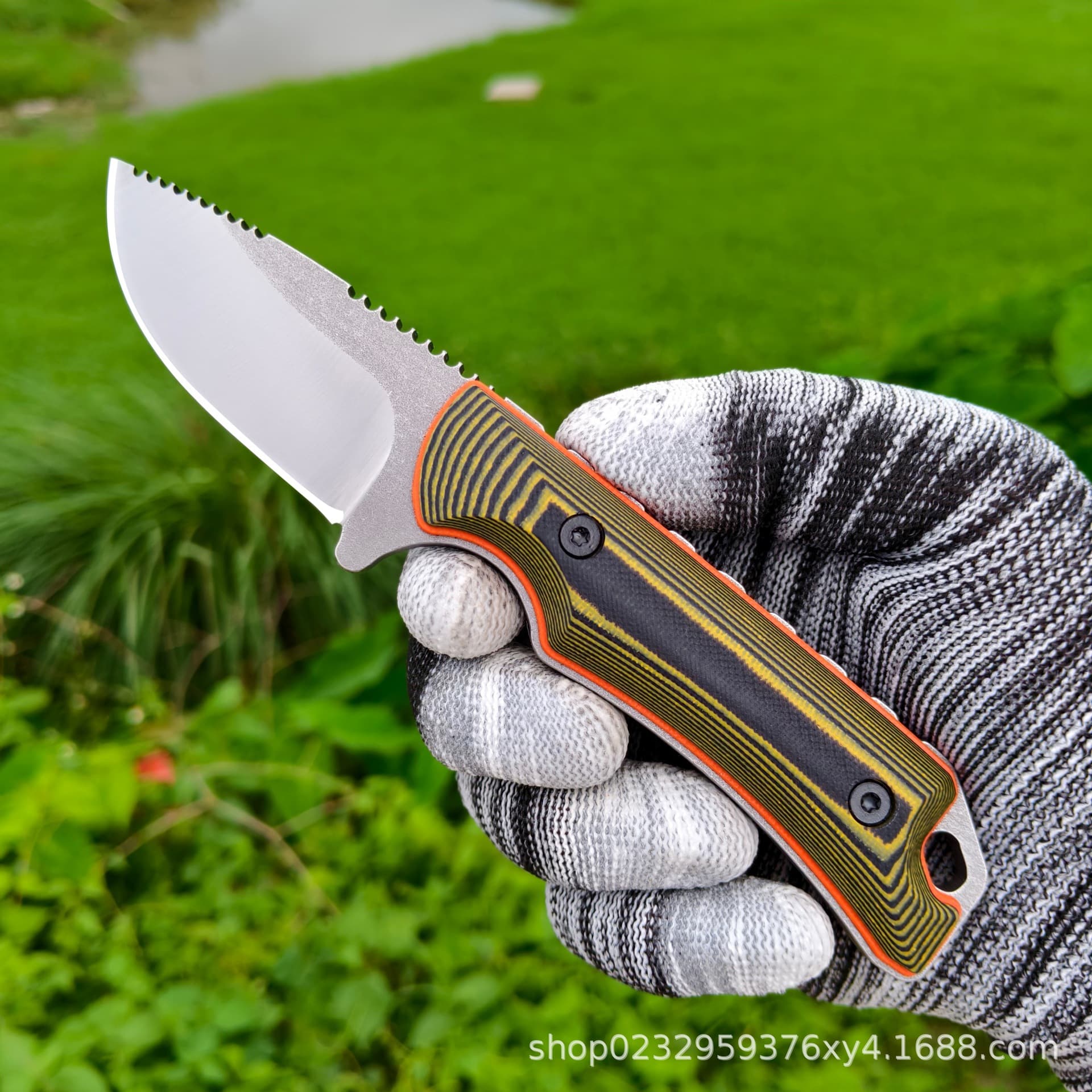 Two-tone G10 Handle BM Butterfly 15017K Sheath Small Fixed Blade Knife, Outdoor Camping, Hiking, Fishing, Portable Self-Defense Knife