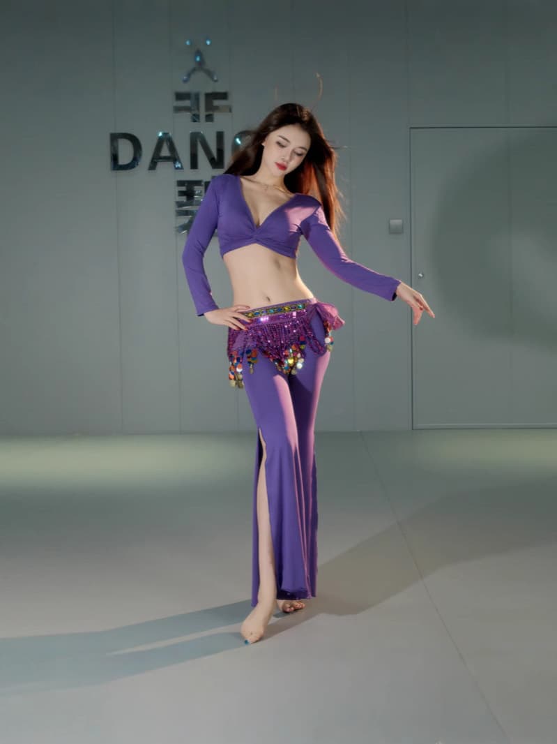 2024 New Autumn Winter Oriental Dance Practice Suit Set Performance Modal Cardigan Top Split Pants
