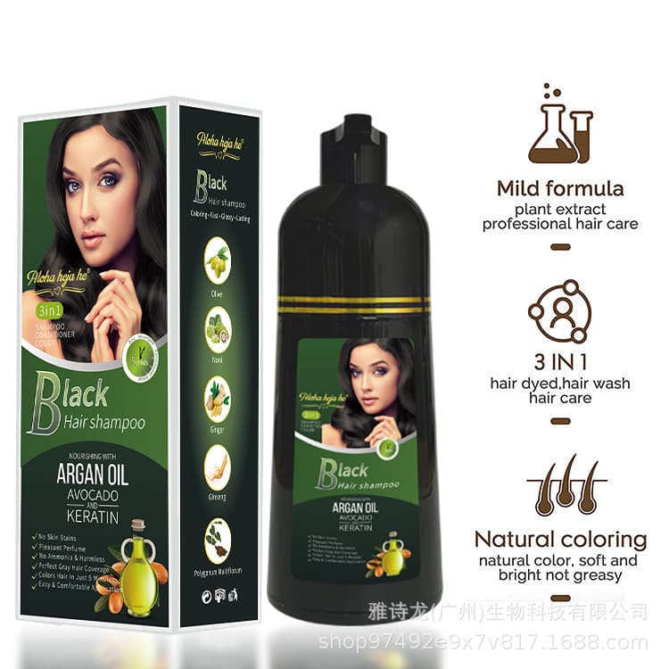 One Black Hair Dye Shampoo, Plant-Based Gray Coverage, Non-Irritating Natural Black Hair, Instant Color Bubble Hair Dye Cream