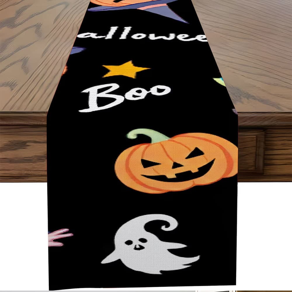 Amazon Best-Selling Halloween Table Runner Pumpkin Ghost Party Decoration Custom Table Cloth Runner Dropshipping