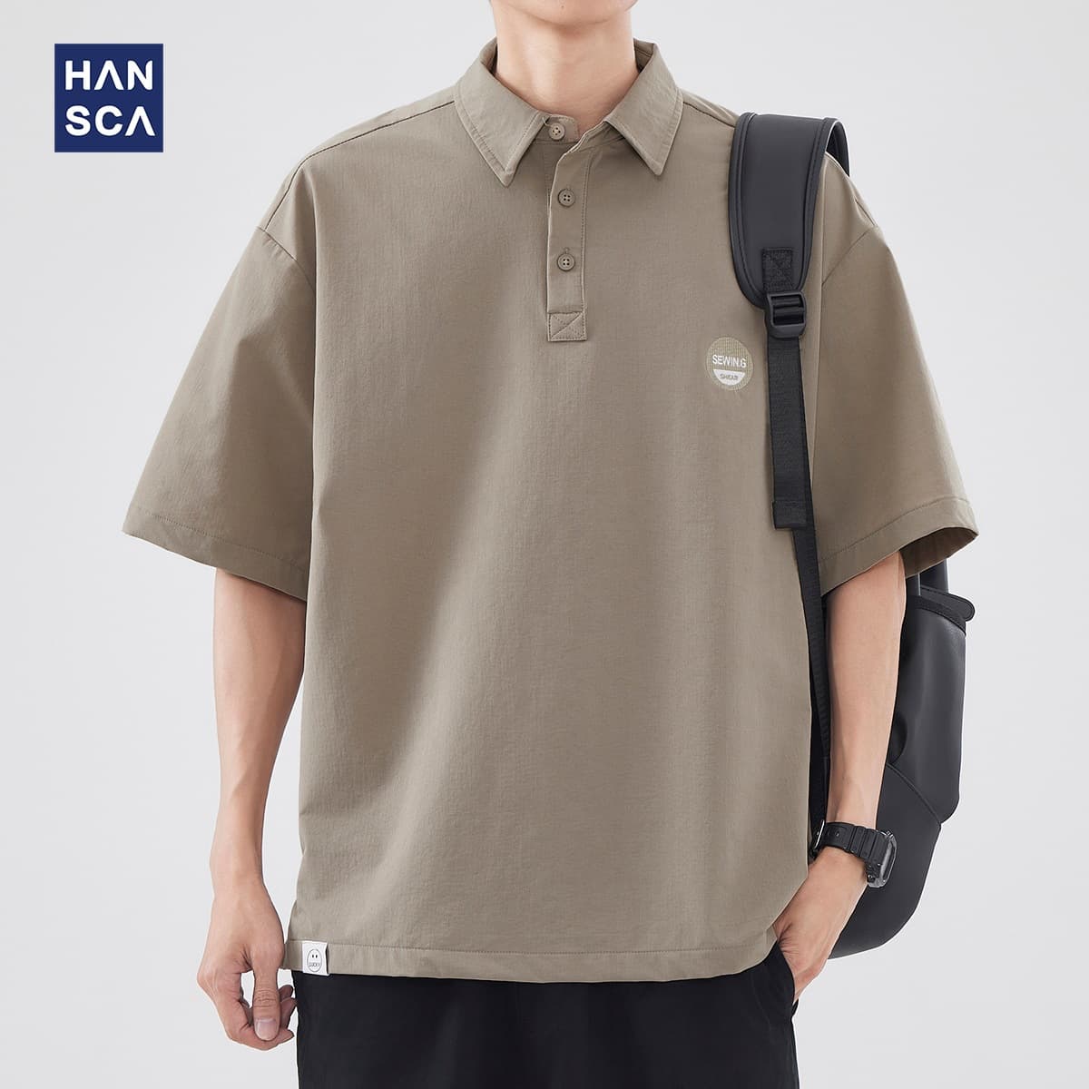 Hanska Quick-dry Lel Short-sleeved Shirt Men's Summer New Japanese Style Simple Breathable Outdoor Casual Loose Top