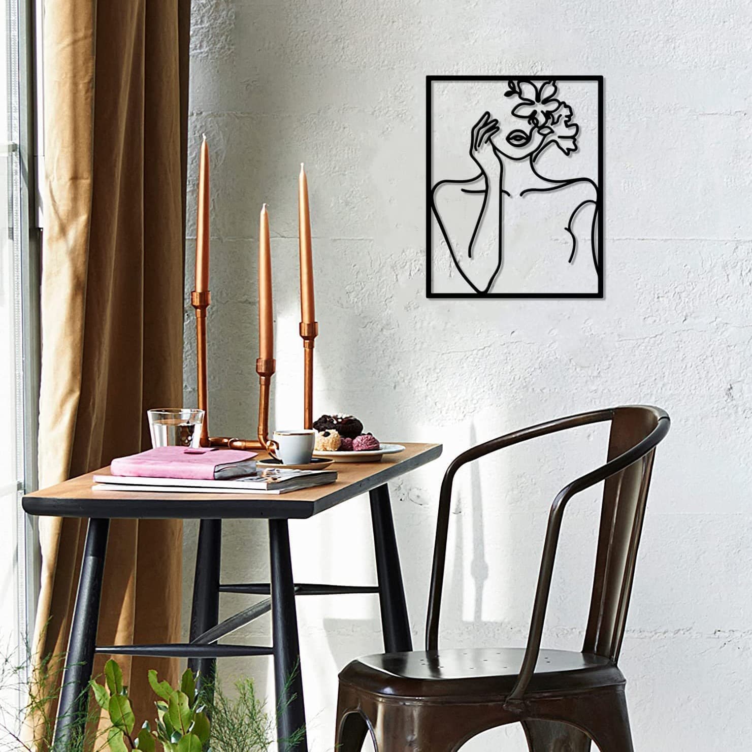 Metal Black Wall Decor Wall Sculpture Minimalist Modern Female Body Lines Home Hanging Wall Art