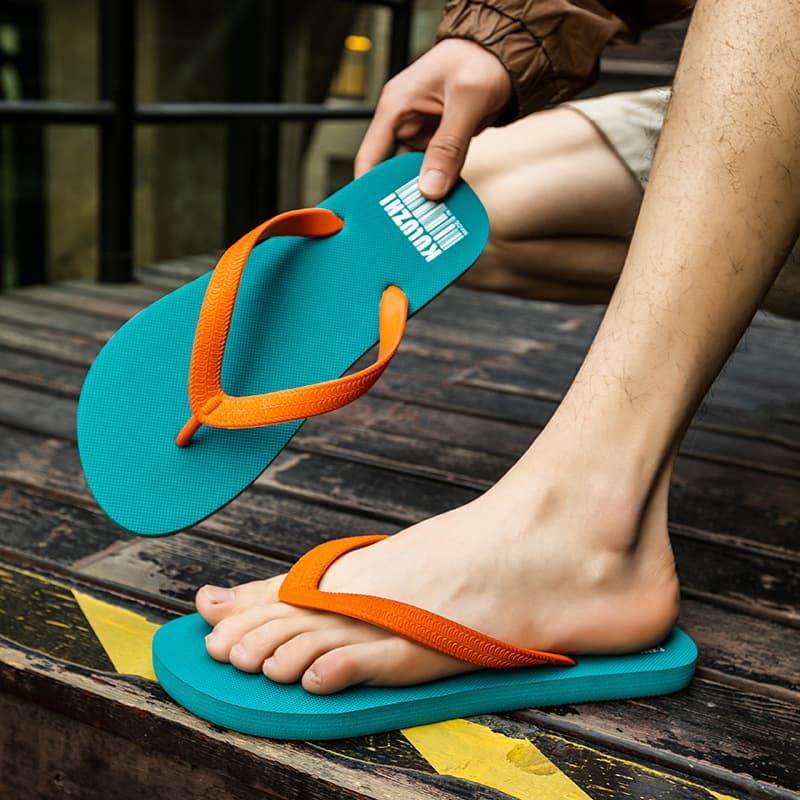 Cool road straight summer men's flip-flops non-slip anti-odor flip-flops men's outdoor casual sandals beach shoes