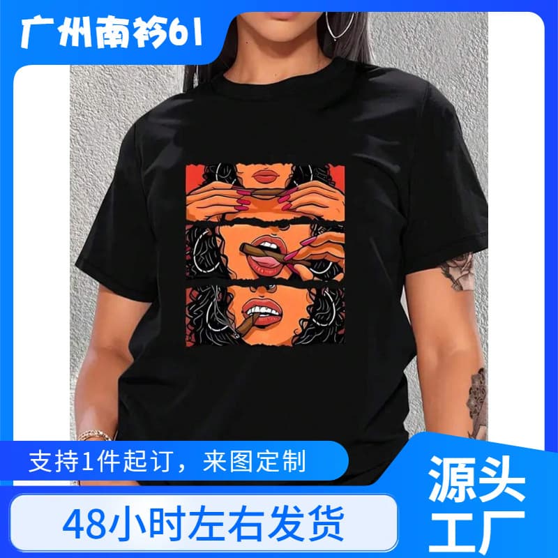 SHEIN Women's Short Sleeve T-Shirt With Portrait Design
