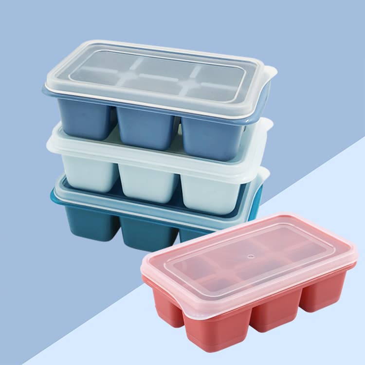 Summer 6-Cell Ice Cube Tray, Household Ice Cube Maker, 6-Grid Ice Mold with Lid, DIY Ice Cube Tray for Refrigerator