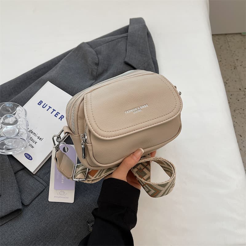 Trendy Small Handbag for Women 2026 New Fashion Multi-Compartment Shoulder Bag Versatile Wide Strap Crossbody Square Bag