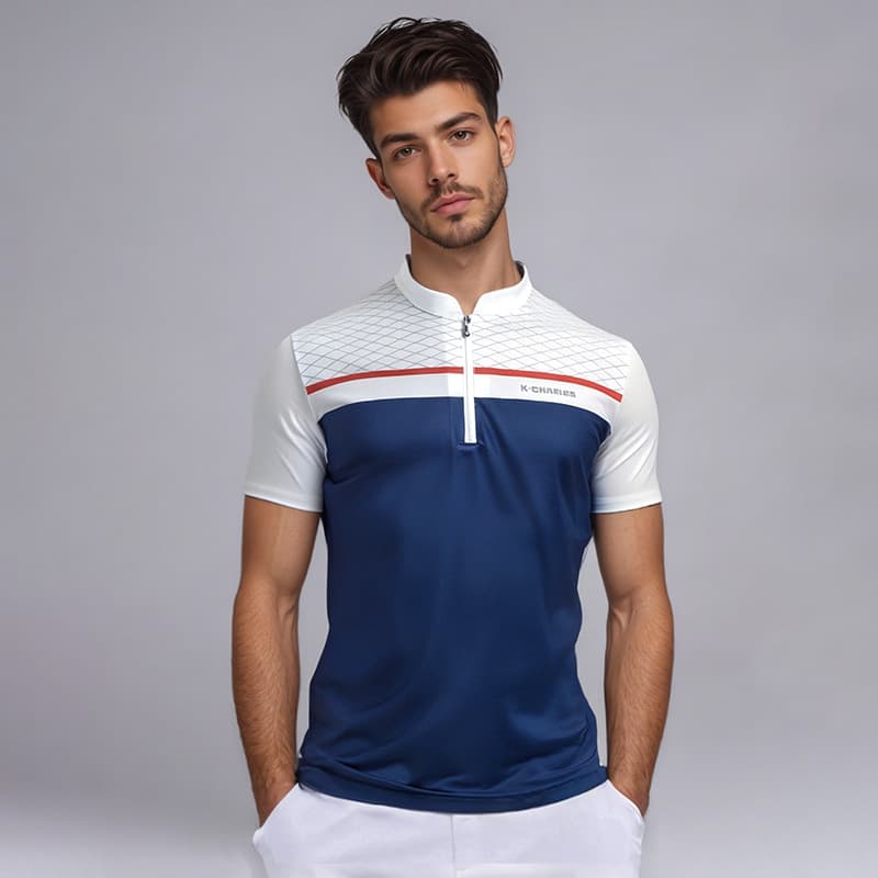 Custom Golf Tennis Zip Stand Collar Polo Shirt, Summer Quick-Dry Breathable Short Sleeve, Logo Printable