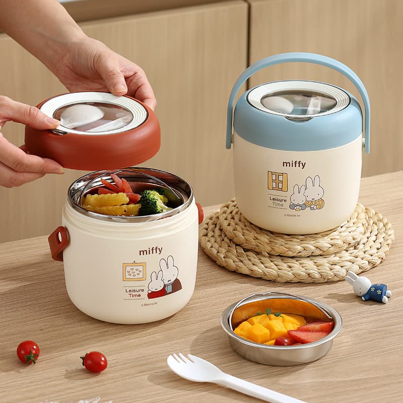 Miffy INS Stainless Steel Insulated Lunch Jar Student Foam Insulated Lunch Box Large Double Layer Soup Pot Miffy