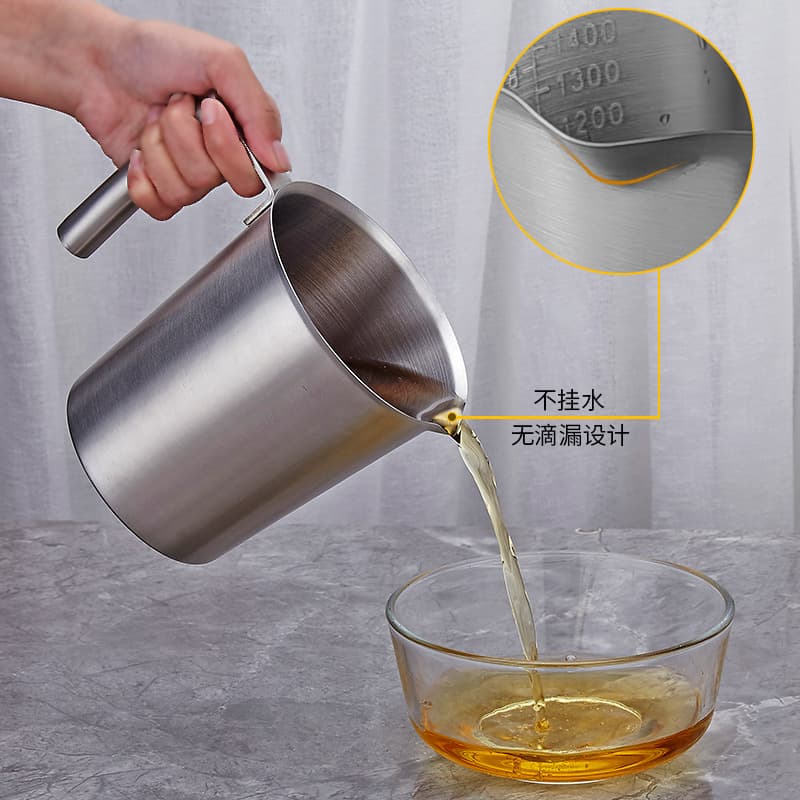 Thickened 304 Food Grade Stainless Steel Measuring Cup with Scale, Large Capacity Kitchen Baking Tool, Espresso Shot Pulling Cup S