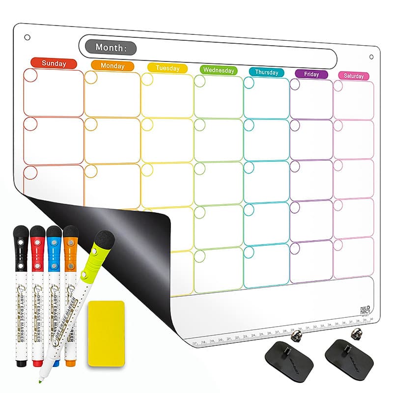 Customizable cross-border erasable magnetic memo board notebook soft whiteboard work magnet planner memo calendar