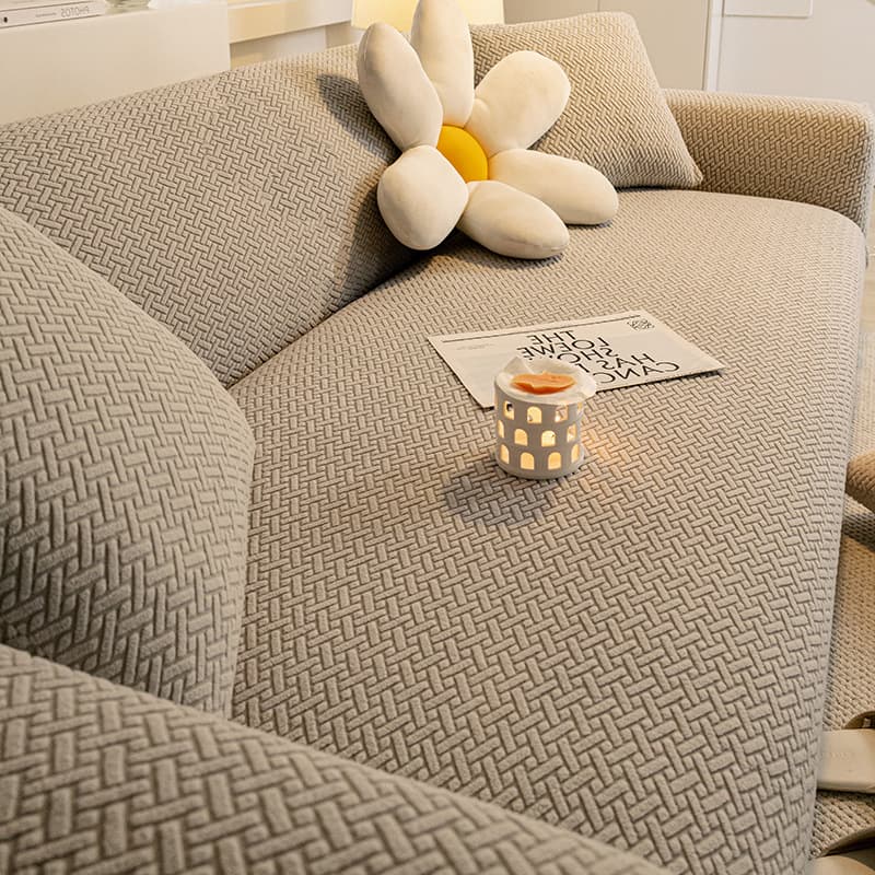 Universal Elastic Sofa Cover Protector against Cat Scratching Full Wrap Chenille Style Versatile Fit Modern Simple Dust Cover