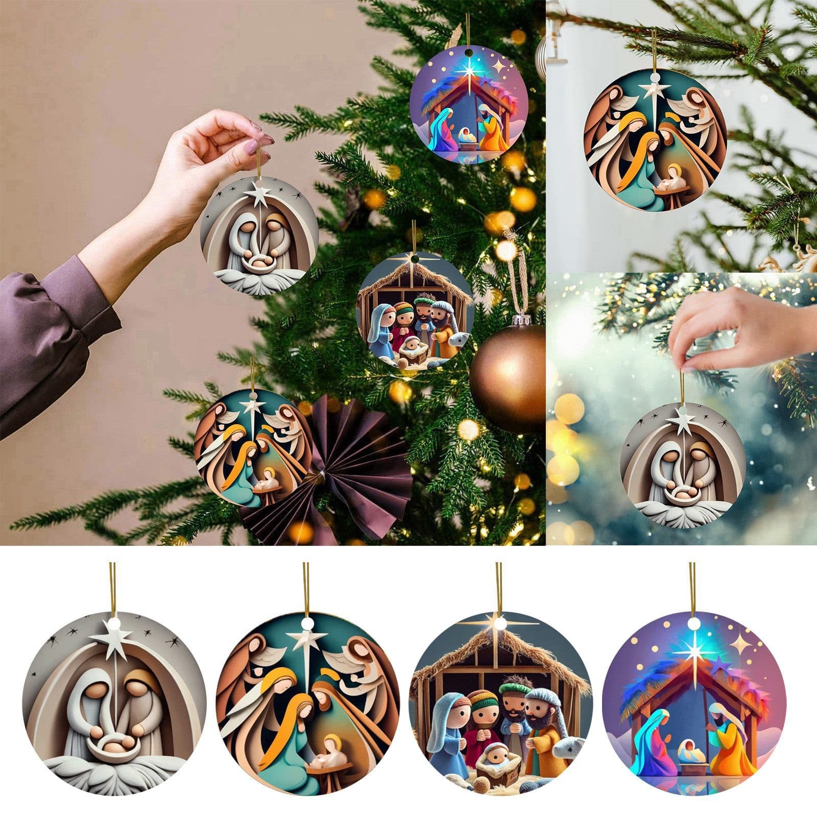 Cross-Border Hot-Selling Christmas Creative Ornaments, Car Acrylic Flat Backpack Pendants, Christmas Home Decorations