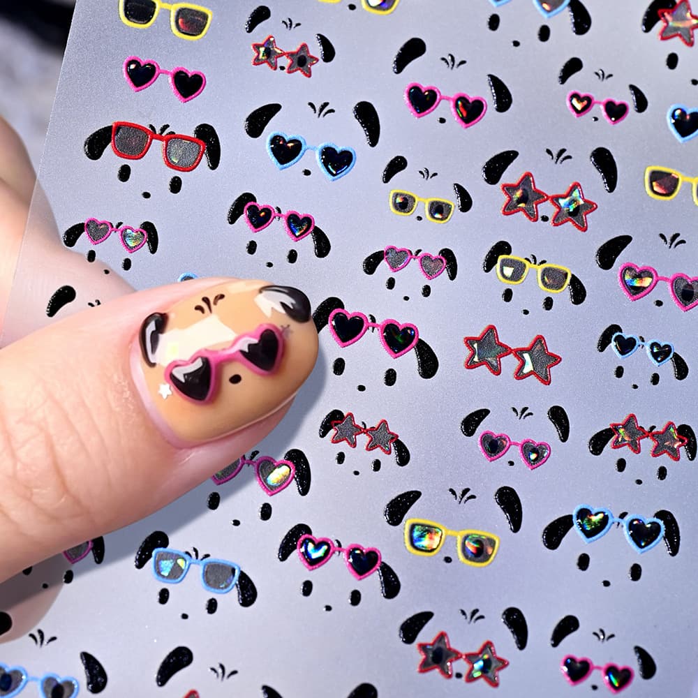 Cross-border Cute Sunglasses Dog Nail Stickers Ins Style Fun DIY Phone Case Cartoon Nail Decals