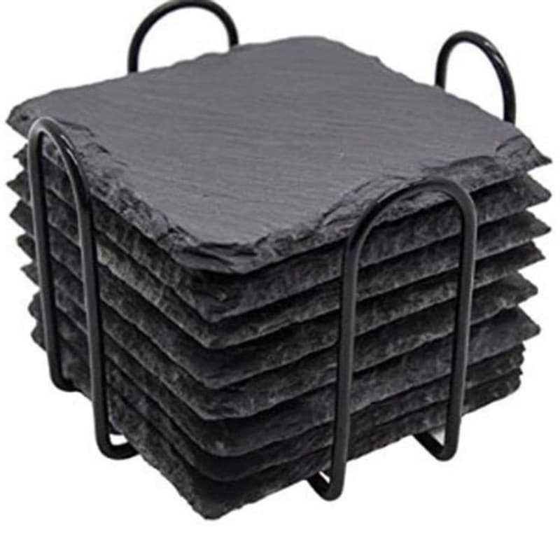Natural Slate Coasters Bar Whiskey Heat Insulation Black Stone Coaster Slate Coaster Set Tea Coaster Wholesale