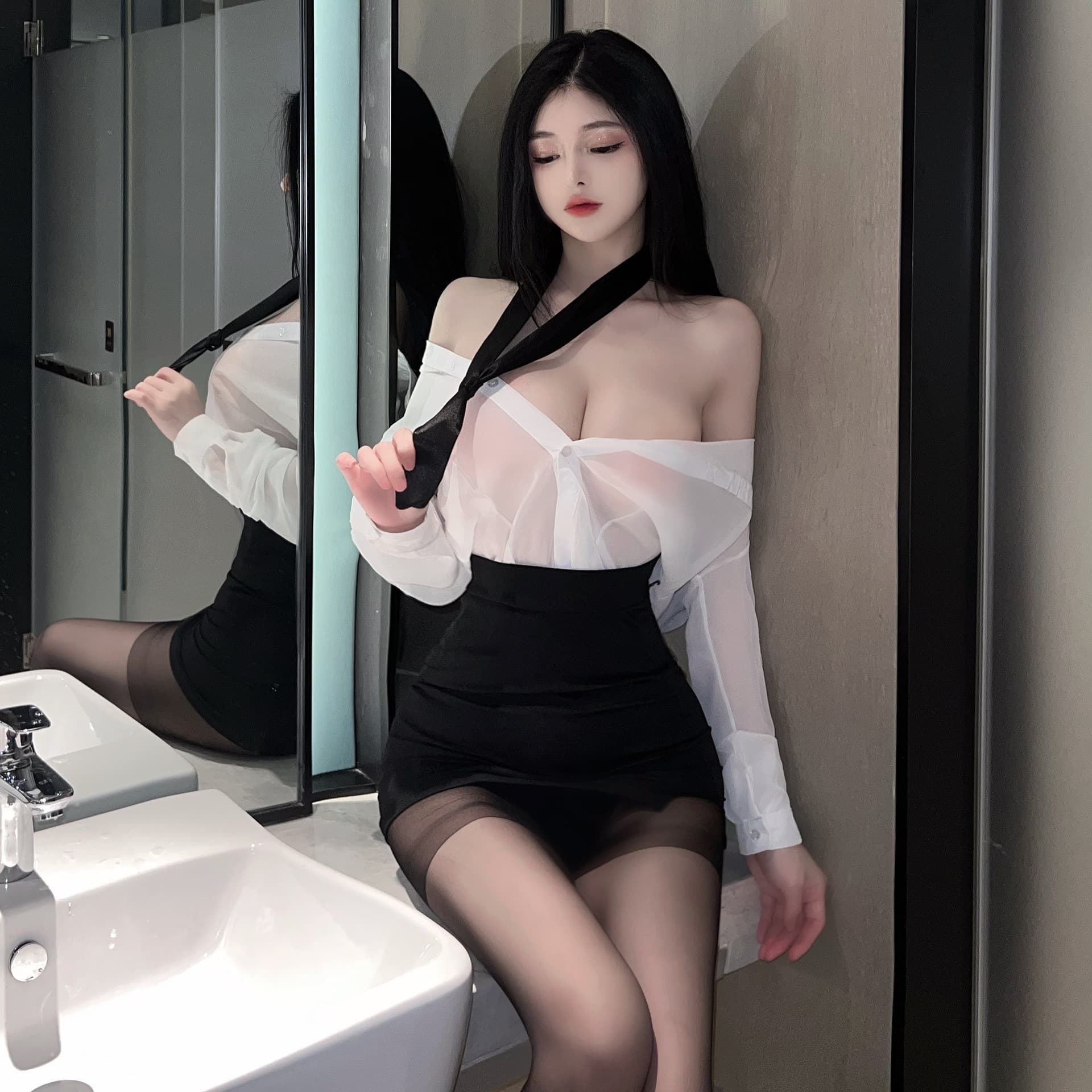 Plus size sexy female secretary hip skirt sexy lingerie workplace style shirt temptation teacher nightclub suit secretary OL