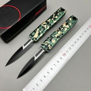 New Cross-Border Microtech Apocalypse Camo Aluminum Handle Outdoor Small Knife Portable Camping EDC Pocket Knife