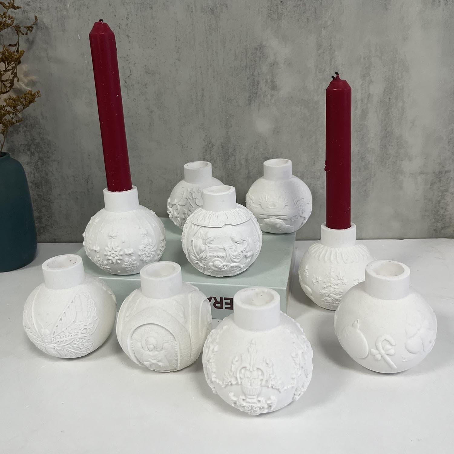 Multiple Christmas Lantern Candle Holder Silicone Mold, Long Strip Butterfly, Elk, Angel Aromatherapy Candle Plaster Resin Mold