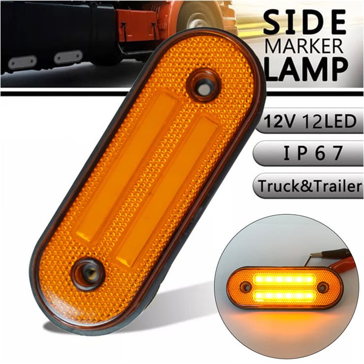 Cross-border 12LED Truck Side Light Light Guide Side Tail Light 12-24V Truck Side Light Amazon MK-256