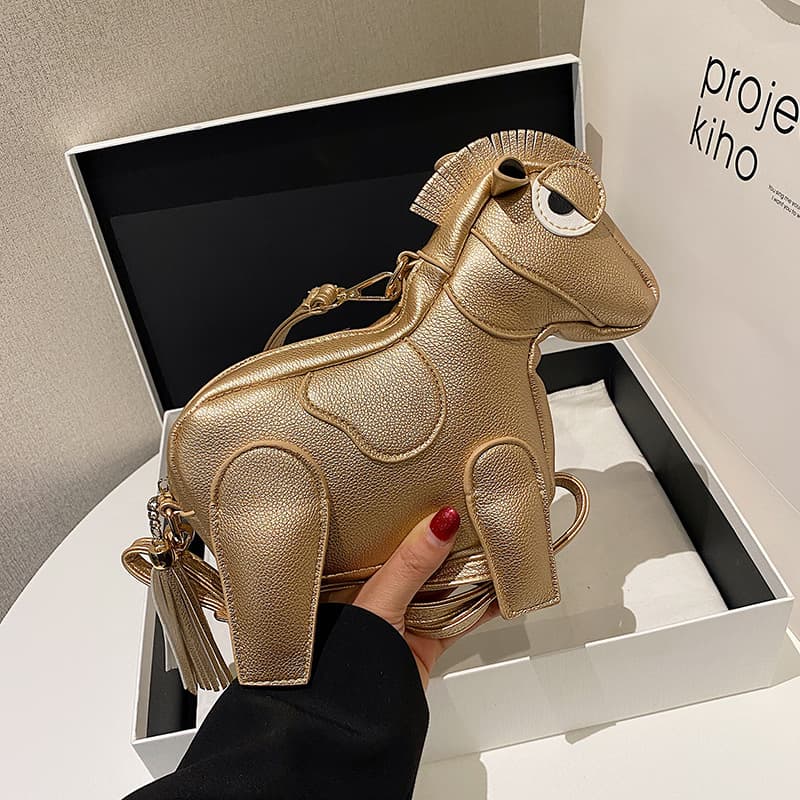 Fashionable Design Women's Cute Doll Funny Personality Trendy Cartoon Single Shoulder Crossbody Small Horse Bag