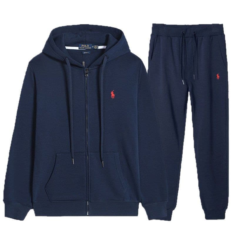 2025 Zipper Hoodie Couple Sporty Horse Logo Embroidery Four-Season Casual Trendy Hooded Sweatshirt Set
