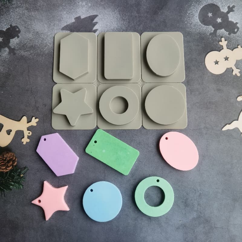 6-Pack Silicone Aroma Mold Resin Epoxy Scented Plaque Mold DIY Pendant Wax Mold Soap Flower Mold Home Decoration