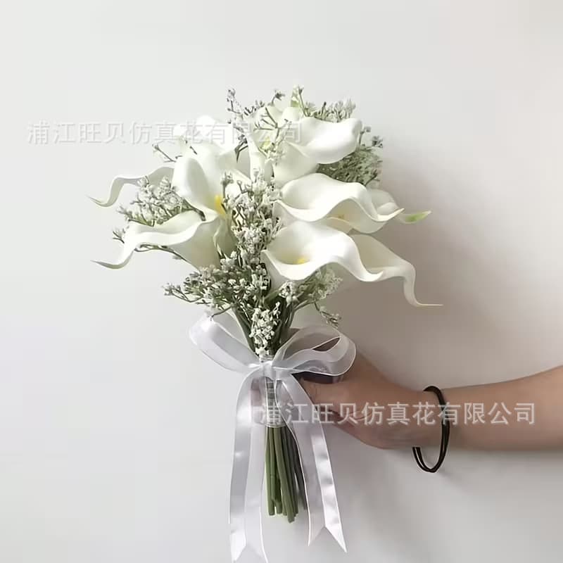 Elegant white artificial flower bouquet with ribbon Home Decor Weddings and Celebrations Suitable for living room tabletop