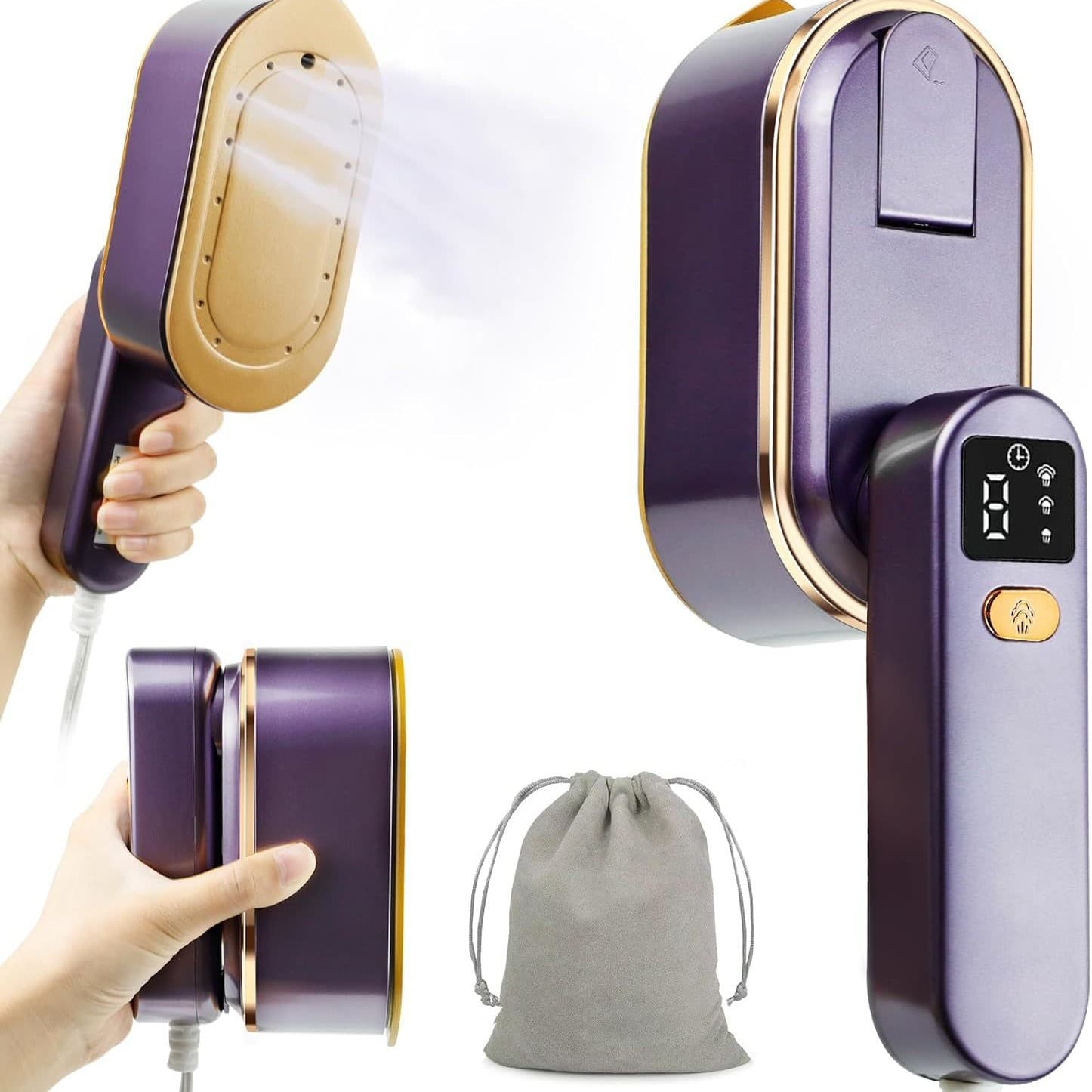 Steam Iron Handheld Garment Steamer Mini Portable Foldable Steamer 3-Level Steam Electric Iron
