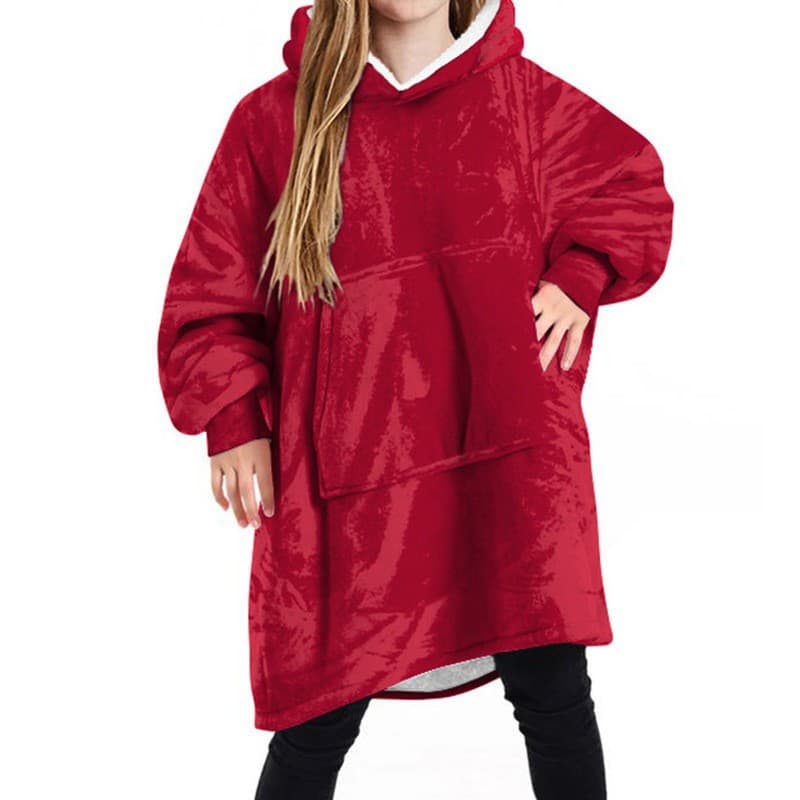Amazon Outdoor Home Lazy Blanket Kids Solid Color Sweatshirt Warm Casual Jacket TV Blanket