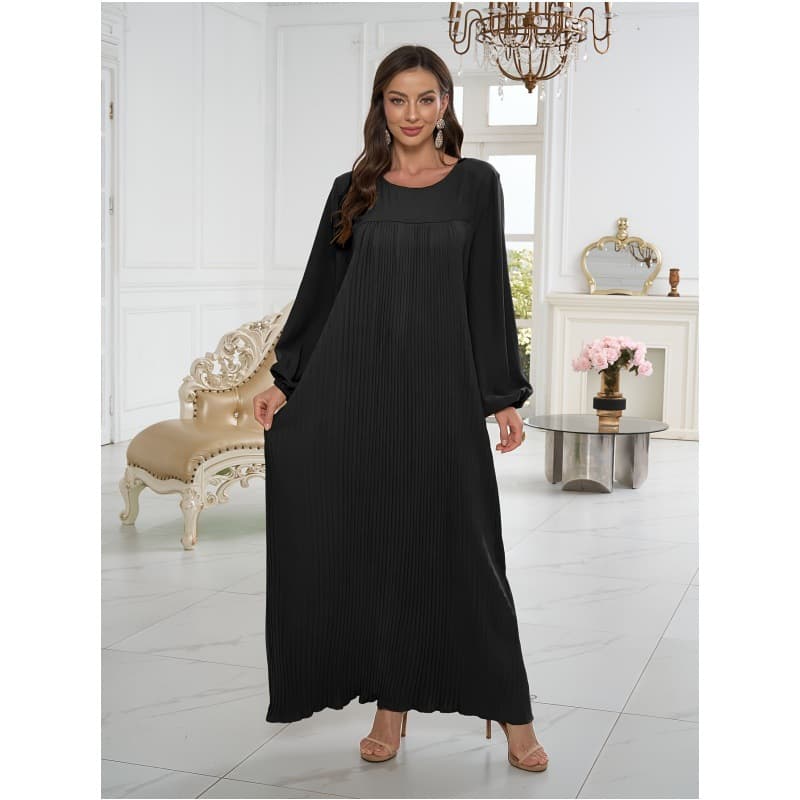 2026 Factory Stock Cross-border EU US Plus Size Party Crepe Pleated Dress