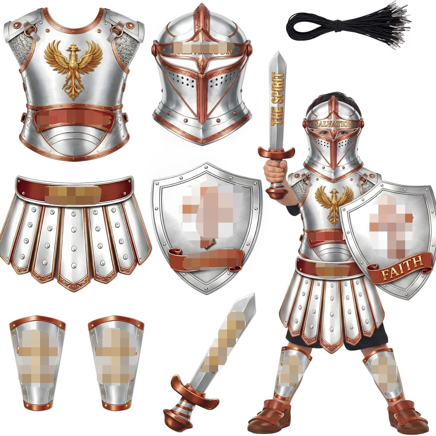 Factory Direct Game Prop Divine Armor Handmade Set Medieval Knight Silhouette Kids Costume Toy