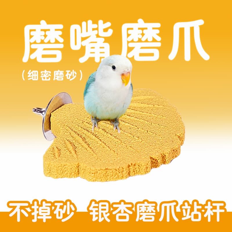 Parrot Ginkgo Nail Grinding Perch - No Sand Falling, Cockatiel, Budgie Nail Grinding Stick, Sandpaper Beak Grinding Perch, Stand, Bird Cage Accessories