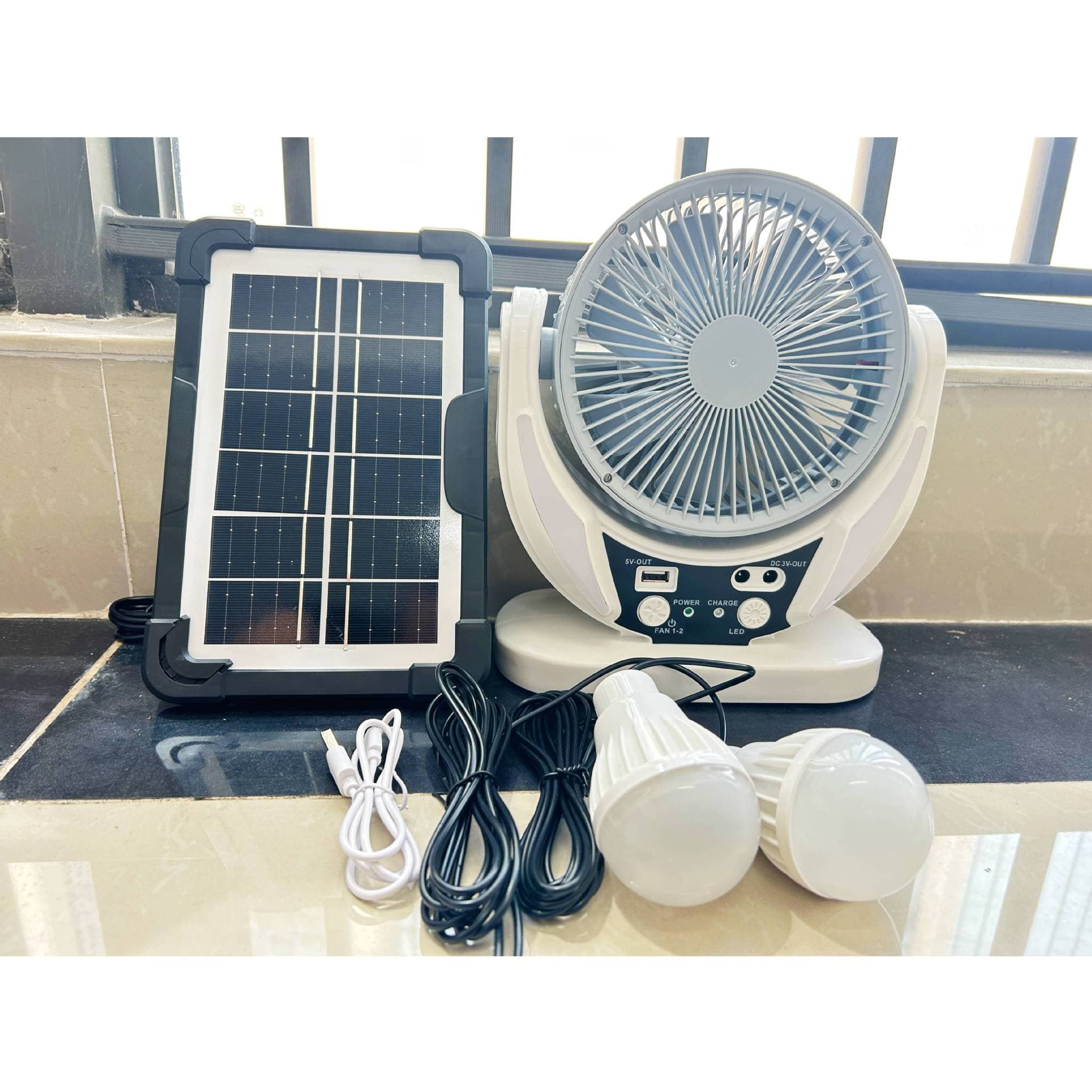 In Stock Factory Direct 6-inch & 8-inch Solar Charging Fan Multi-functional Fan Home LED Desk Fan Desktop Wind