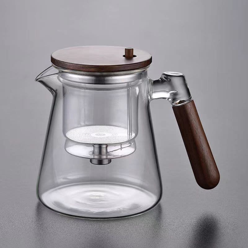 One-Touch Tea Water Separation Filter, Household Side-Handle High Borosilicate Glass Tea Infuser, Press Filter Tea Pot