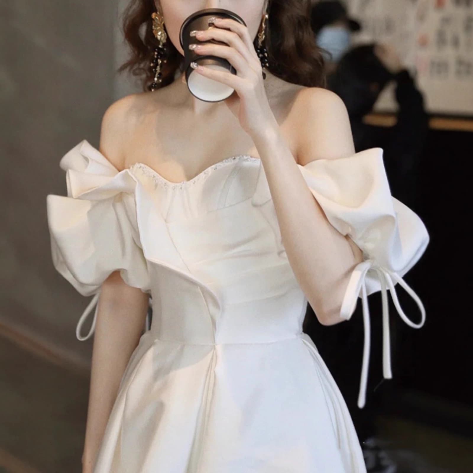 French-style Light Wedding Dress for Bride, Luxurious Sequins, High-End Textured Banquet Evening Gown for Welcome and Ceremony