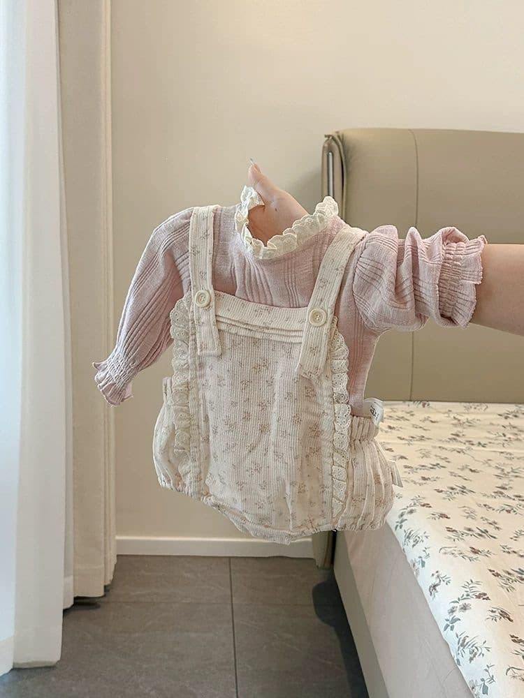 Baby Girl Clothes Infant Romper Newborn Stylish Suspender Outfit Going Out Pink Set Other Cotton