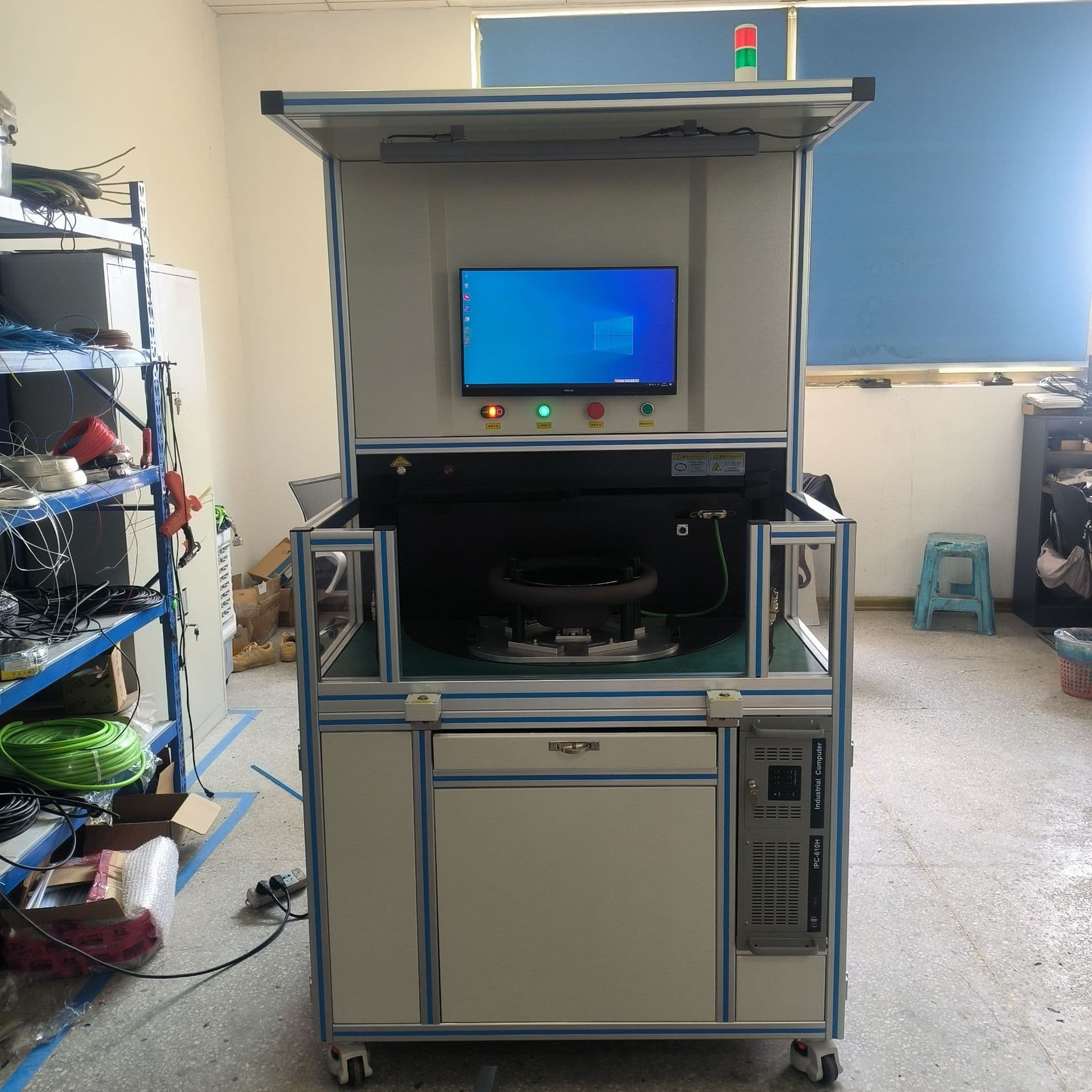 Automotive steering wheel testing equipment, steering wheel electrical performance testing bench, backlit marking recognition, hands-off sensing, HOD