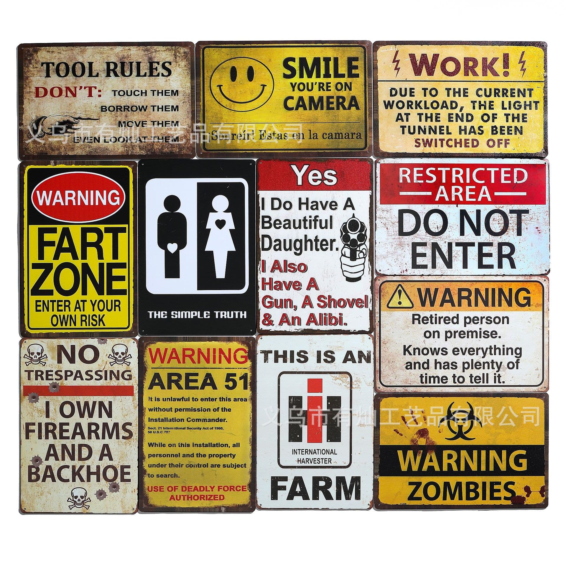 Amazon AliExpress Cross-border Custom Warning Metal Tin Sign, Tinplate Caution Warning Tin Sign
