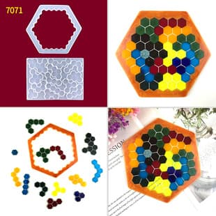 Children Adult Hexagon Puzzle Silicone Mold Tangram Geometric Logic IQ Game Resin Mold