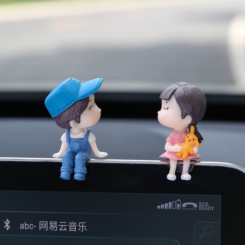 Creative Cartoon Couple Figurine Car Dashboard Decoration Accessories For Women Large Selection Vehicle Interior Decorations