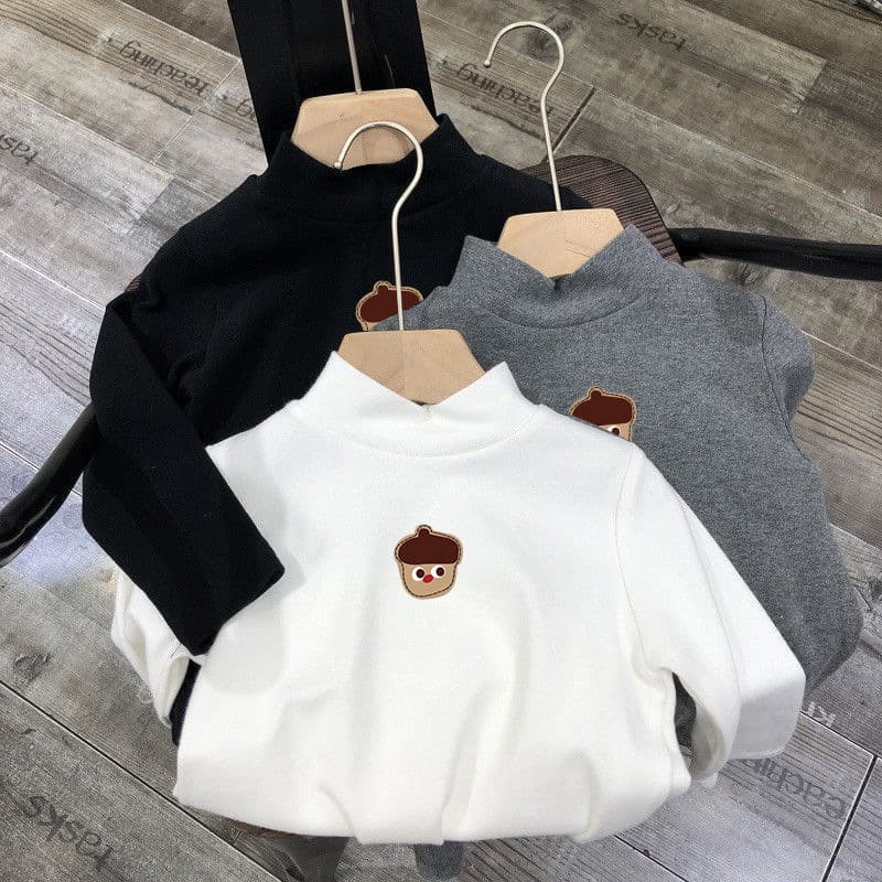 Kids German Velvet Autumn Winter Baby Half Turtleneck T-Shirt Base Layer Boys Girls Long Sleeve Warm Undershirt Top Cross-Border