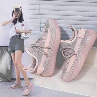 New Spring/Summer 350 Women's Shoes, Yeezy Style Women's Couple Sports Shoes, Flyknit Mesh Breathable Versatile Casual Shoes