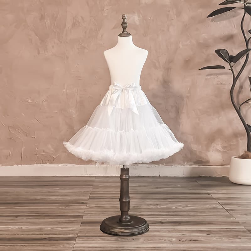 45cm petticoat with flowing white Lolita style, boneless soft tulle, cloud-like design, suitable for cosplay, performances, cross-border wholesale dresses.