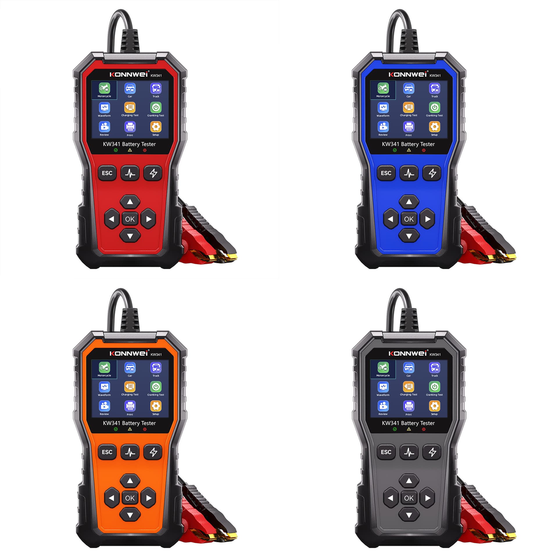 KW341, 6V 12V 24V battery tester battery tester tester diagnostic tool scan code to check results