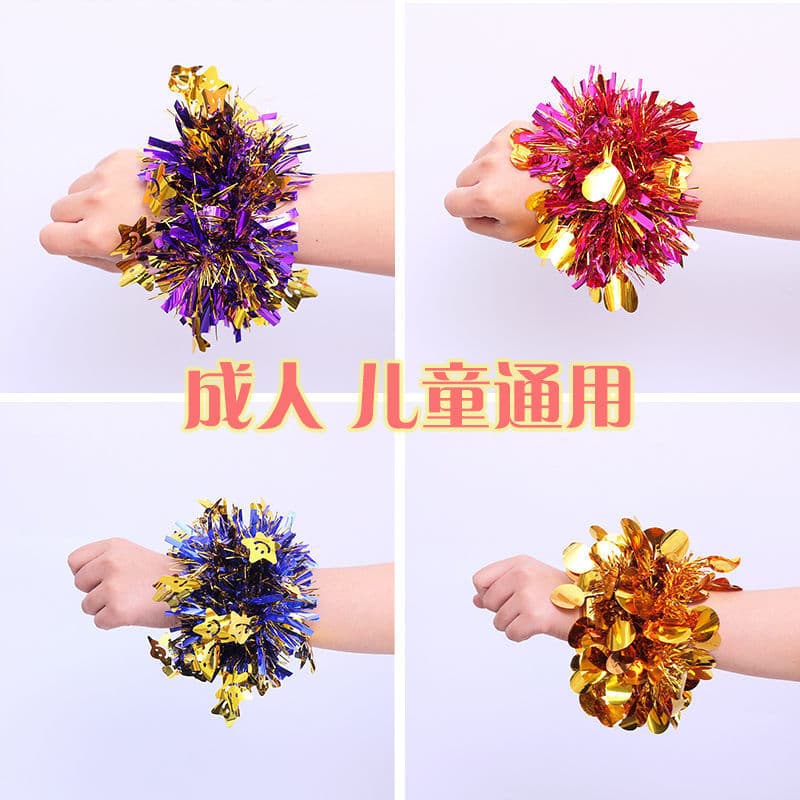 Kindergarten dance wrist flower Children's Day performance sequin bracelet flower sports event prop bell