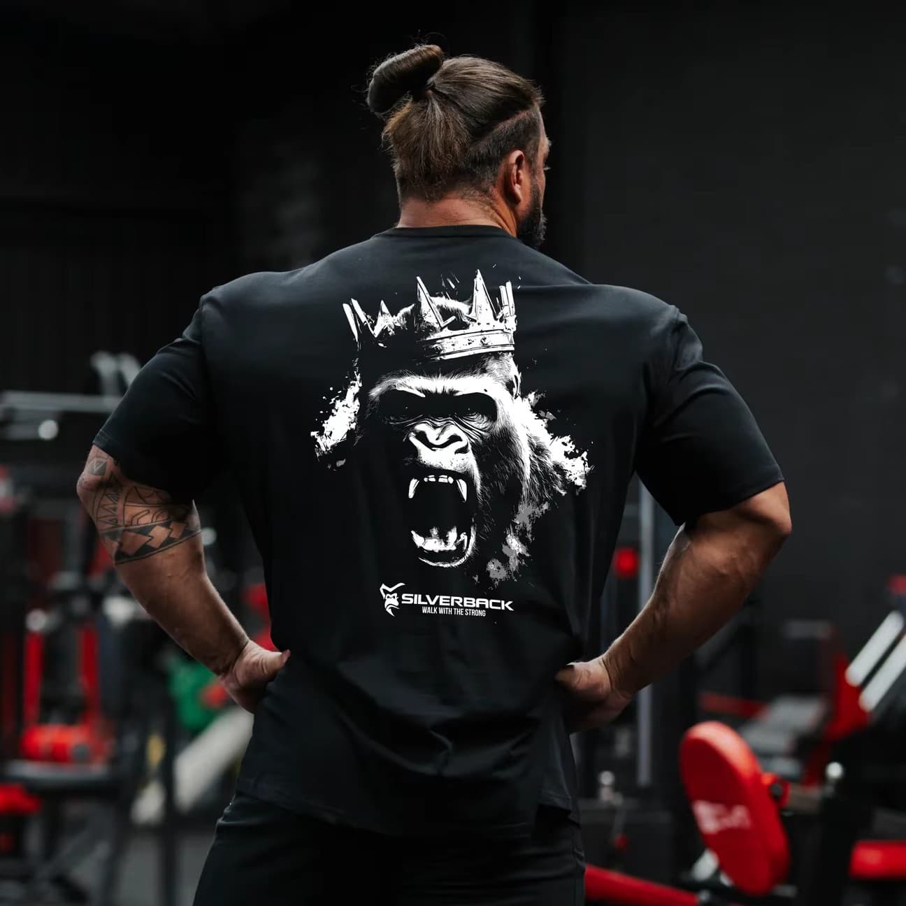 2026 Silverback Gorilla Print Short Sleeve T-Shirt Men's Fitness Sports Casual Pure Cotton Top
