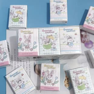 Printed Handkerchief Paper Long-Eared Rabbit Pattern Tissue Portable Small Pack Facial Tissue Student Toilet Paper Napkin Bathroom Tissue