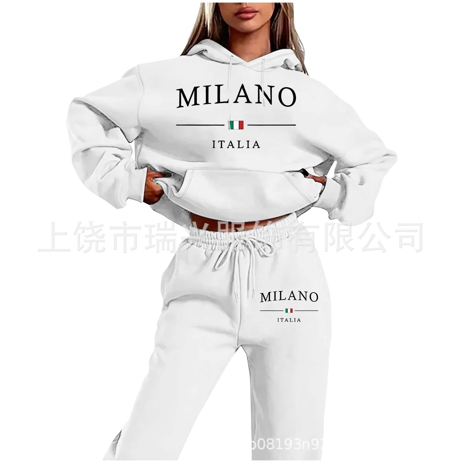 2025 Cross-Border European and American Trend Plus Size Hoodie Set New Fashion Printed Letter Women's Hoodie