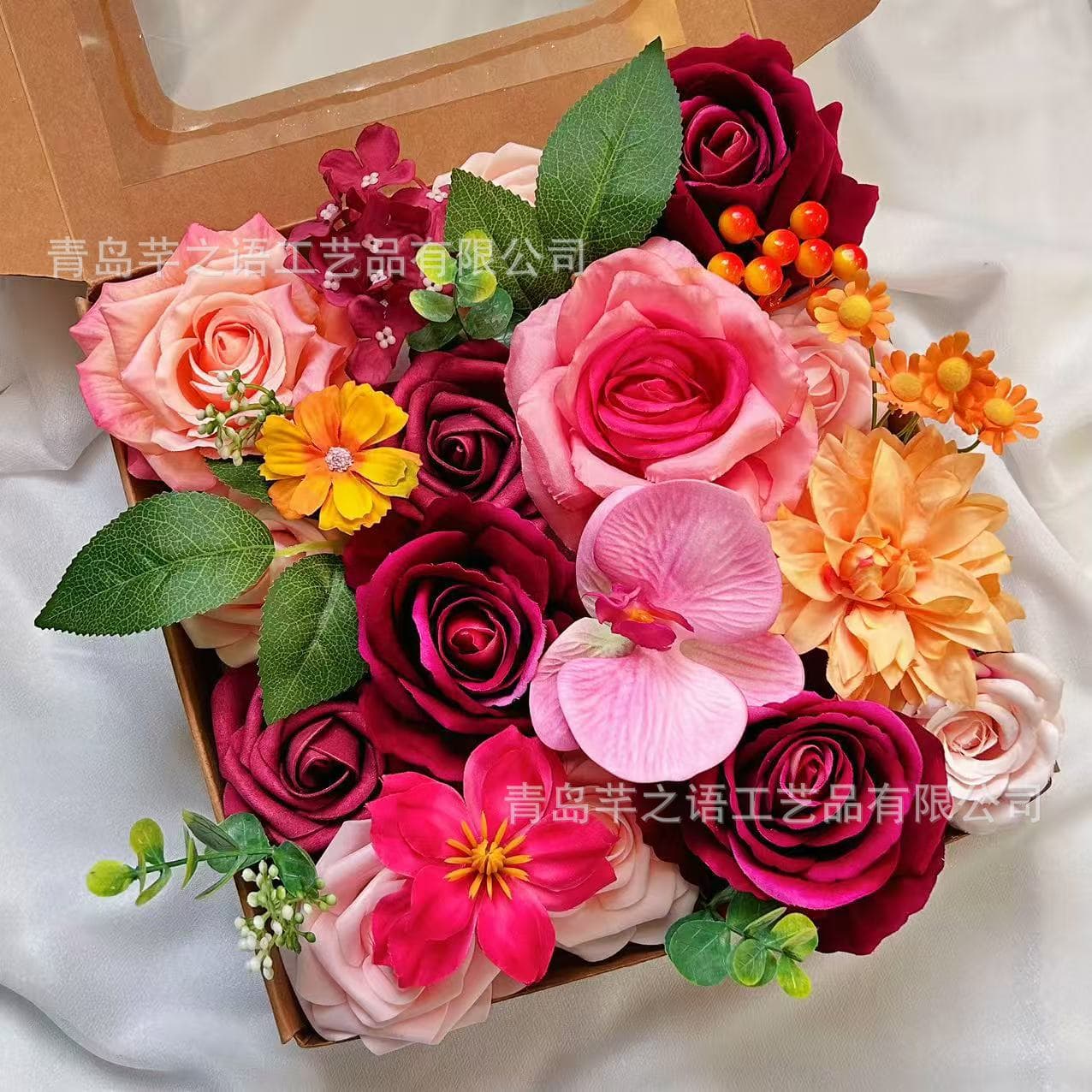 Artificial Flowers Cross-Border Spring Valentine's Day Simulation Flowers Wedding Home Decoration Gift Box Flowers with Stems