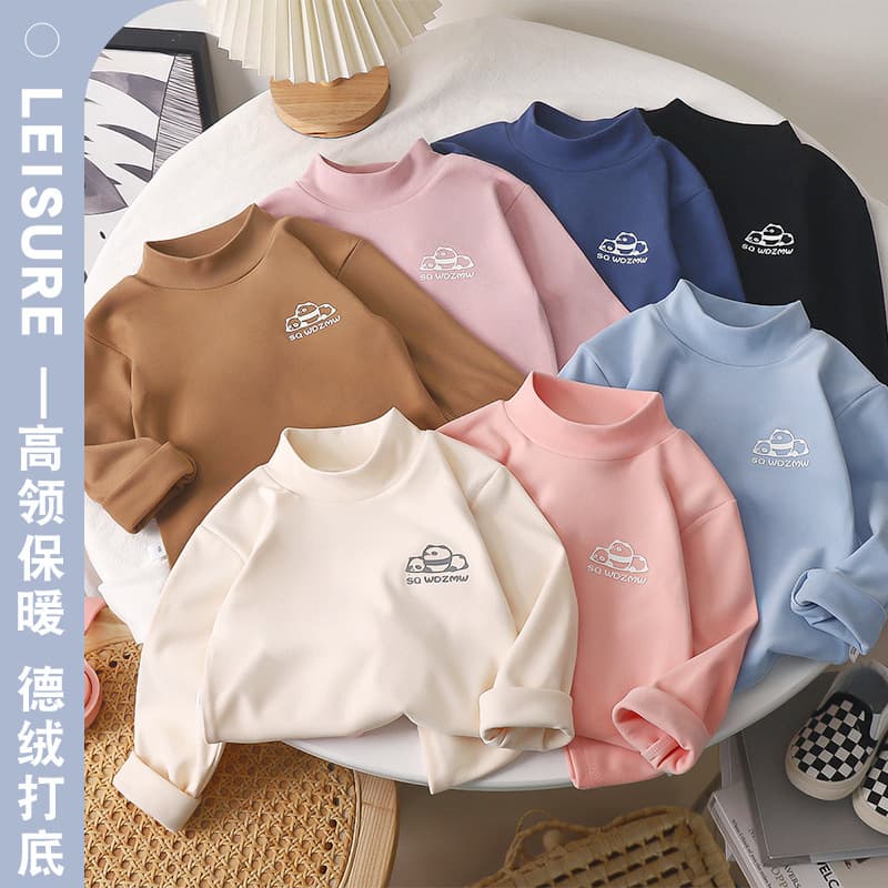 Children's Semi-Turtleneck Dralon Base Layer Top Winter Boys & Girls Innerwear Warm Autumn Spring Underwear for Toddlers